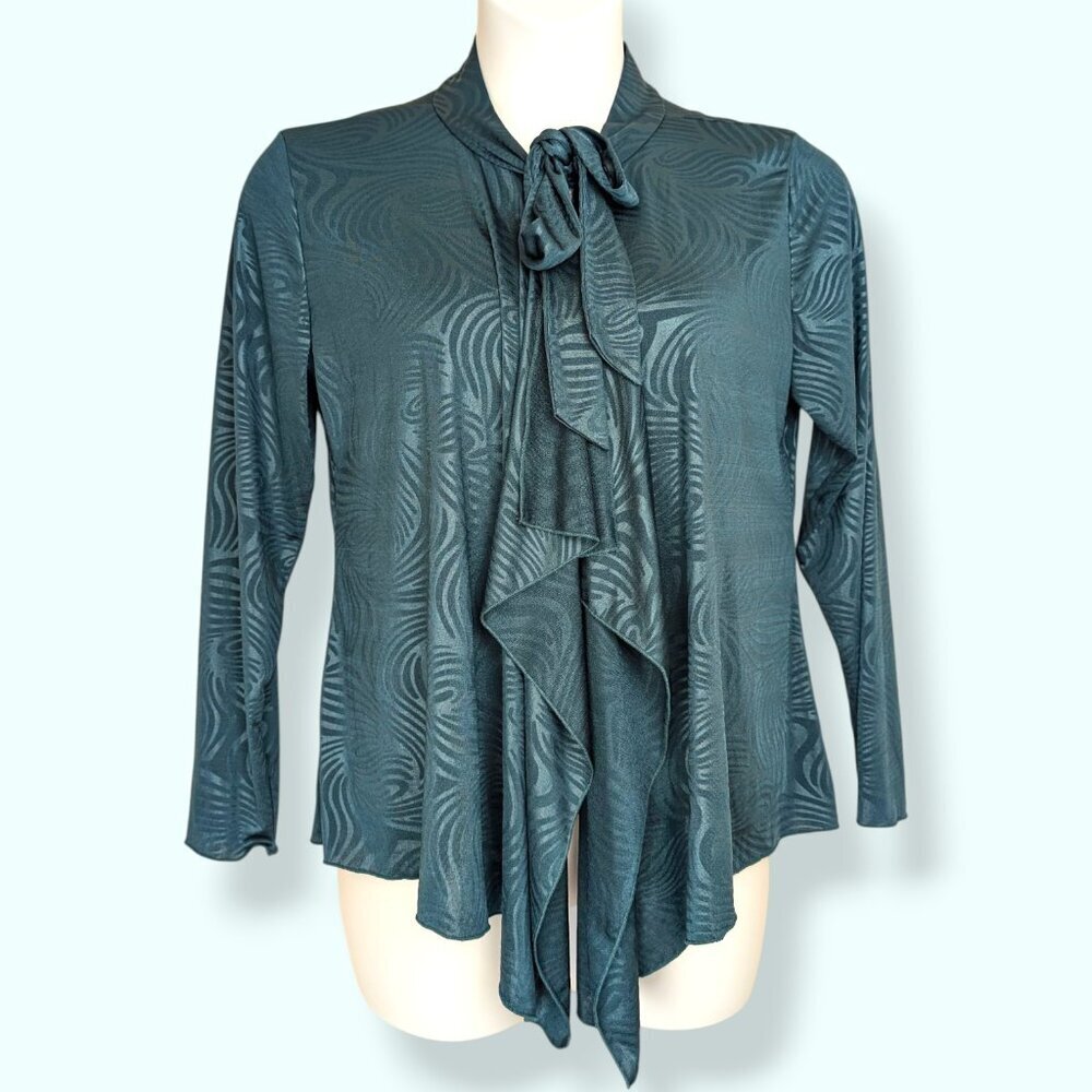 🍁V. Marallis Collection Turquoise Swirly Front Tie Sweater